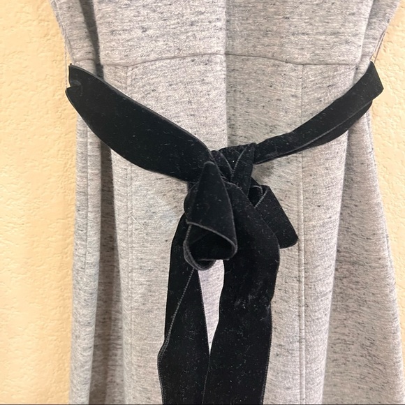 Women's J. Crew Gray Sleeveless Thick Knit Velvet Belted A Line Midi Dress Sz 6 - Picture 4 of 13